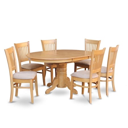 East West Furniture 7 Piece Dining Set-Dining Table With Leaf and 6 Dinette Chairs AVVA7-OAK-C